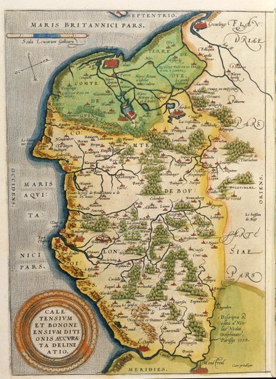Karta över Calais-området, från Theatrum Orbis Terrarum av Abraham Ortelius av Abraham Ortelius