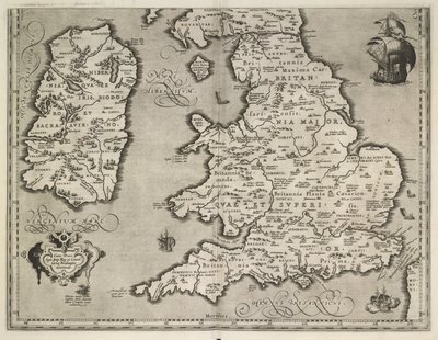 Karta över England, Wales och Irland, Theatrvm Orbis Terrarvm Av Abraham Ortelius av Abraham Ortelius