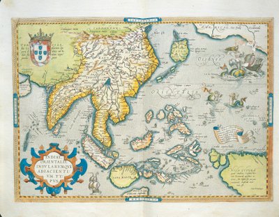 Karta över Indien, från Theatrum Orbis Terrarum av Abraham Ortelius av Abraham Ortelius
