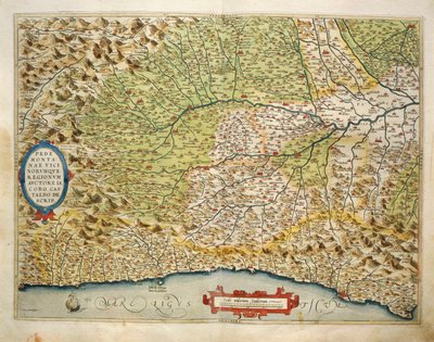 Karta över regionen Piemonte, Italien, från Theatrum Orbis Terrarum av Abraham Ortelius av Abraham Ortelius