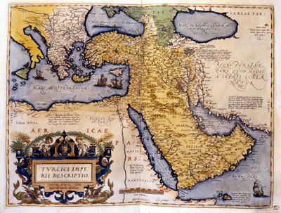Osmanska riket 1588. Atlas över Abraham Ortelius. av Abraham Ortelius