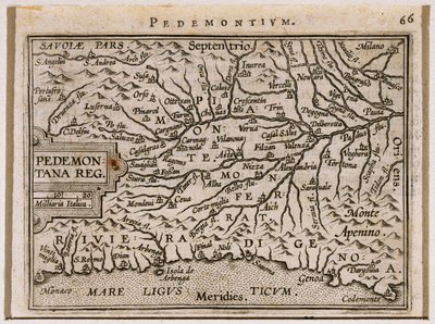 Regionerna Piemonte och Västliga Ligurien. Från Theatrum Orbis Terrarum av Abraham Ortelius av Abraham Ortelius