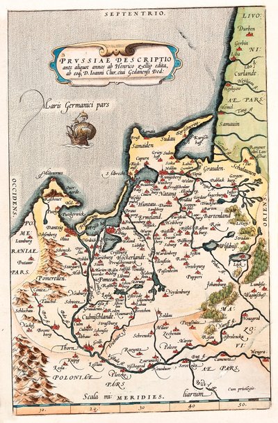 Thietmarsiae, Holsaticae regionala partier typus Geografikarta över territoriet i norra Polen med staden Dantzig (Dantzig, Gdansk). av Abraham Ortelius