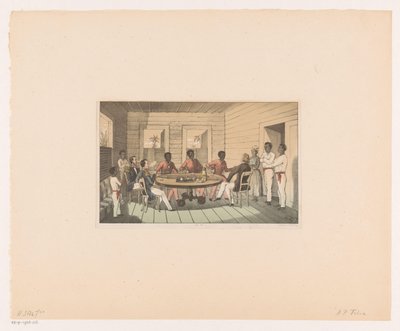 Surinamer och holländare dricker te av Abraham Pieter Felix