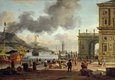En Medelhavets hamnscene av Abraham Storck