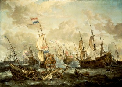 HMS "Royal Prince" och andra fartyg vid fyradagarsslaget av Abraham Storck