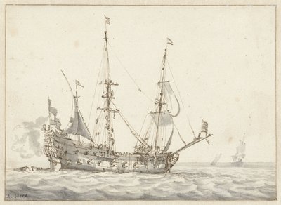 holländskt krigsskepp av Abraham Storck