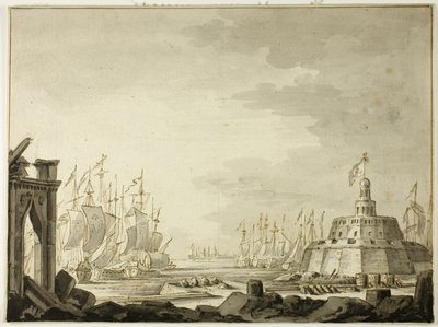 Malta, hamnen i Valletta av Abraham Storck