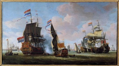 Marine: scen för sjöstrid Målning av Abraham Storck (1635-1710) 1600-talets Angers, Museum of Fine Arts av Abraham Storck