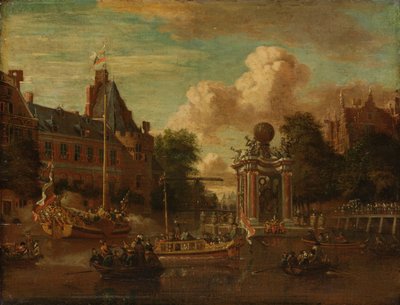 Den moskovitiska legationen på besök i Amsterdam av Abraham Storck
