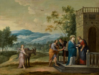 Besöket: Maria och Elisabeth skakar hand av Abraham Willemsens