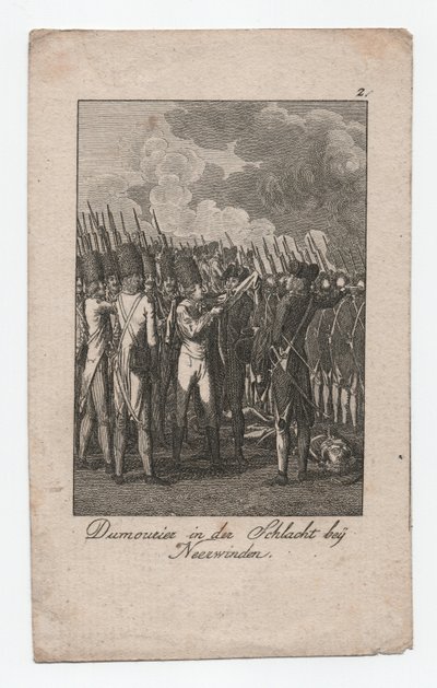 Dumouriez i slaget vid Neerwinden, ca. 1795 (gravyr) av Abraham Wolfgang Küffner