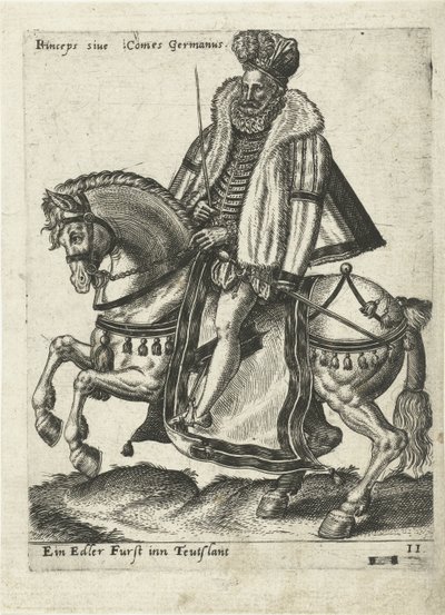Tysk härskare till häst av Abraham de Bruyn (attributed to)