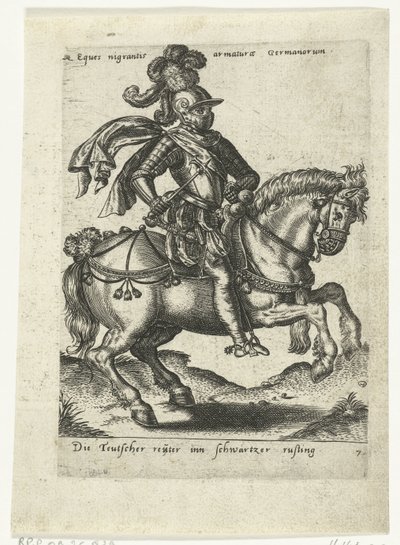 Tysk ryttare i svart rustning av Abraham de Bruyn (attributed to)