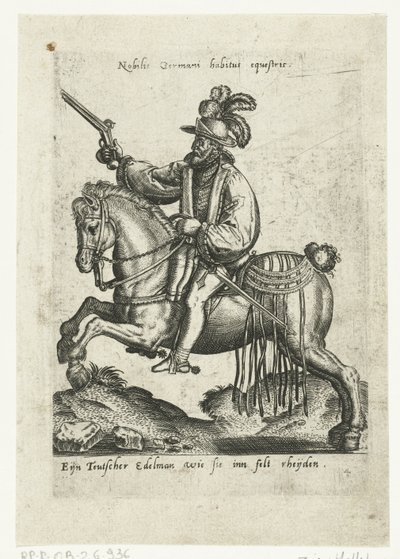Tysk ryttare med pistol av Abraham de Bruyn (attributed to)