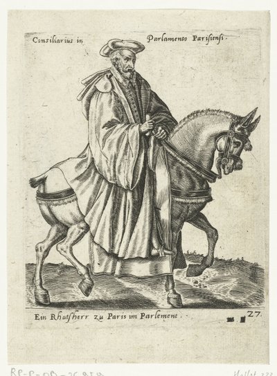 Fransk rådman till häst av Abraham de Bruyn (attributed to)