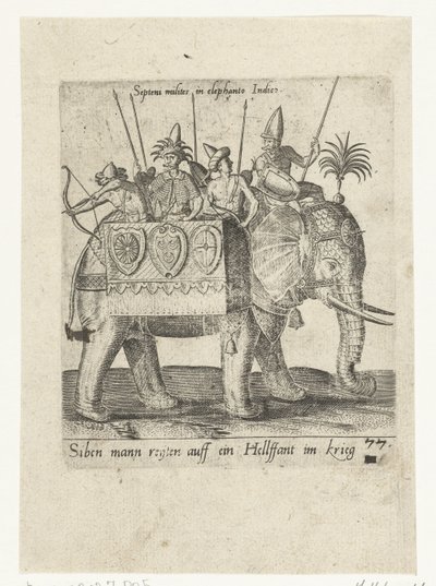 Indianer på en krigselefant av Abraham de Bruyn (attributed to)