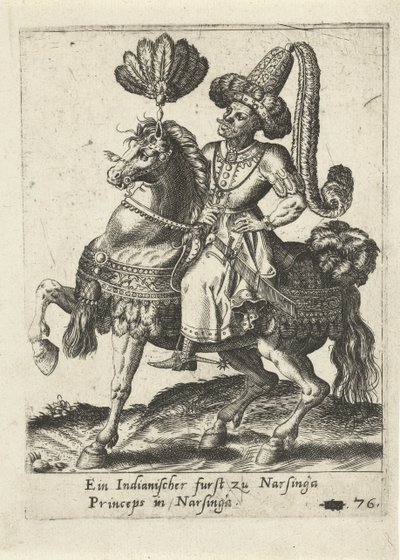 Indisk monark till häst av Abraham de Bruyn (attributed to)