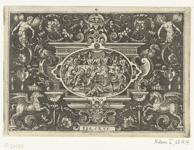 Phineus stör Perseus och Andromedas bröllop PERSEUS (titel på objekt) av Abraham de Bruyn