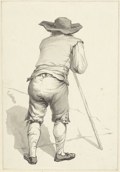 Man framåtlutad på en pinne, sedd bakifrån av Abraham van Strij (I)