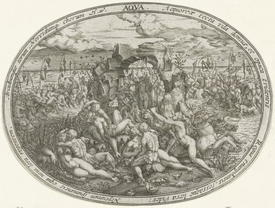 Neptunus med Nereids och Tritons: The Element of Water Aqua (titel på objekt) De fyra elementen (serietitel) av Abraham van den Hecken