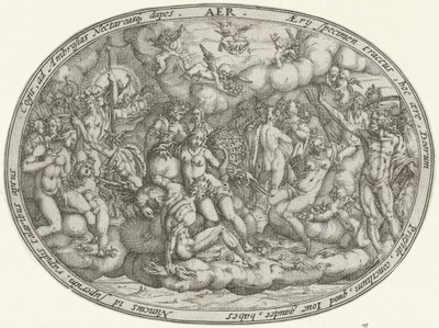 Olympiska gudarna bland molnen: elementet luft Aer (titel på objekt) De fyra elementen (serietitel) av Abraham van den Hecken