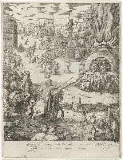 Sadrak, Mesak och Abed-Nego i den brinnande ugnen av Abraham van den Hecken