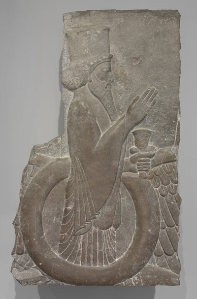 Ahuramazda in the Winged Disk, Persepolis, 486-460 BC (kalksten) av Achaemenid