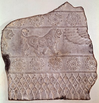 Fragment av låg relief som representerar ett gående lejon. Från Persepolis (Iran) Epoque Routenide, 460 f.Kr. Seattle, konstmuseum av Achaemenid