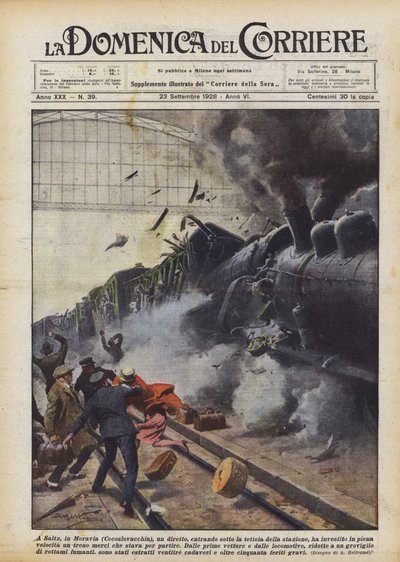 I Saitz, i Mähren (Tjeckoslovakien), en direkt, in under tak av stationen? av Achille Beltrame