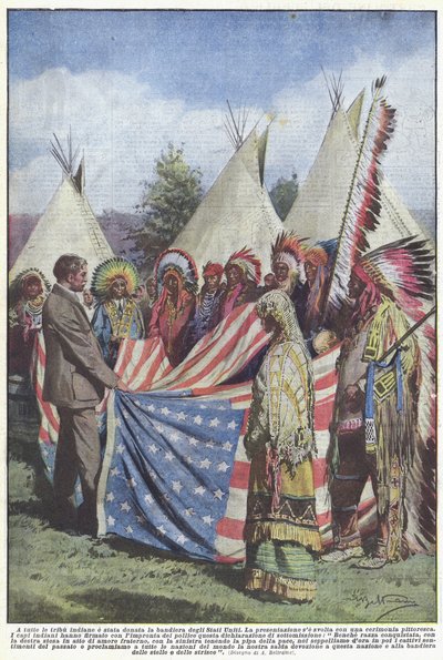 Alla indianstammar har fått USA:s flagga av Achille Beltrame