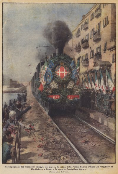 Tillsammans med folkets rörande hyllning, reste kroppen av den första drottningen av Italien? av Achille Beltrame