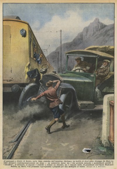 Vid plankorsningen i Sedico, på kraftledningen Agordino (Belluno), ett bord? av Achille Beltrame