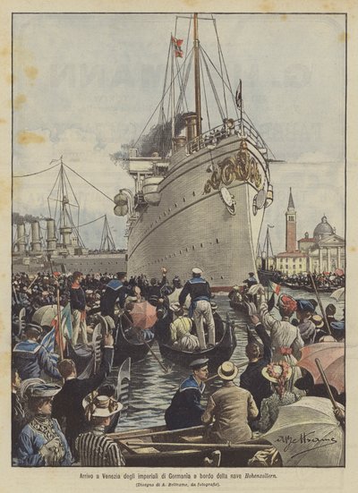 Ankomst till Venedig av de tyska kejsarna ombord på Hohenzollerns skepp av Achille Beltrame