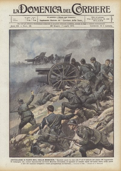 Gunners Och Infanterister På Moschin Hill av Achille Beltrame