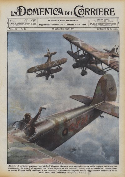 Fräckhet av legionära flygare på himlen i Spanien av Achille Beltrame