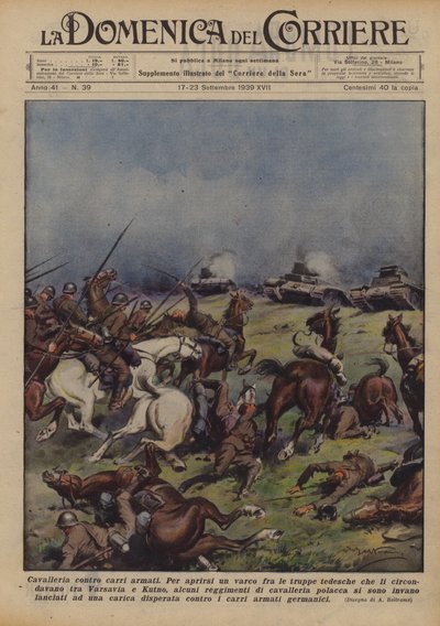Kavalleri mot stridsvagnar av Achille Beltrame