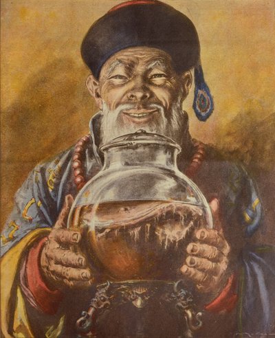 Kinesisk svamp, av Achille Beltrame, illustration, illustratör Walter Molino (1915-1997), från La Domenica del Corriere av Achille Beltrame