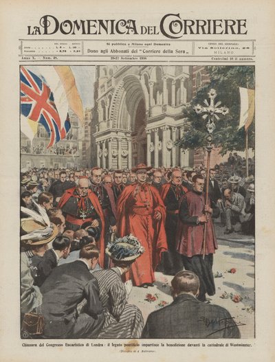 Avslutning av den eukaristiska kongressen i London, den påvliga legaten ger välsignelsen? av Achille Beltrame