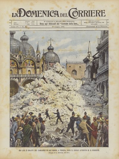 Det som finns kvar av Campanile di San Marco, i Venedig, efter kollapsen som inträffade den 14:e av Achille Beltrame