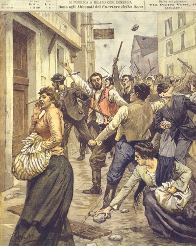 Omslagsillustration av antisemitiska uppror i Mähren av Achille Beltrame