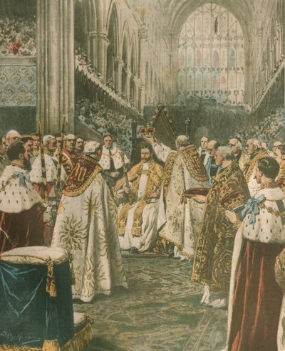 Omslagsillustration av kröning av kung George V; London, England av Achille Beltrame