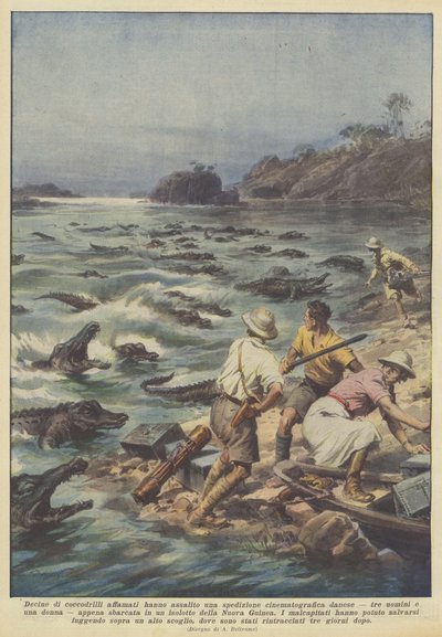 Dussintals hungriga krokodiler stormade en dansk filmexpedition? av Achille Beltrame