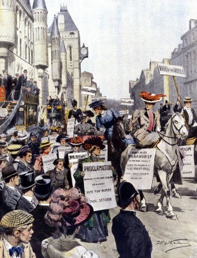 Demonstrationer i London i september 1908 av Achille Beltrame
