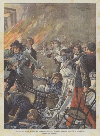 Dramatisk Bröllopsfest I Arras (Frankrike), En Hemsk Brand Under Banketten av Achille Beltrame