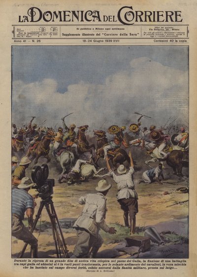 Medan du spelar in en fantastisk film om det forntida etiopiska livet i Gallas land, fiktion? av Achille Beltrame