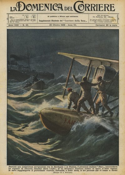 Under en stormig resa mellan Sardinien och Tunisien, det italienska ångfartyget Duce? av Achille Beltrame