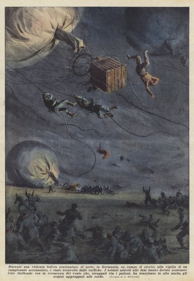 Under en våldsam storm som bröt ut i Tyskland på natten, ett fält av sfäriska? av Achille Beltrame