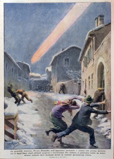 Fall av en meteorit i Apenninerna, Italien av Achille Beltrame