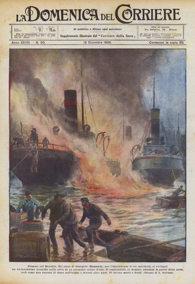 Lågor på Donau av Achille Beltrame